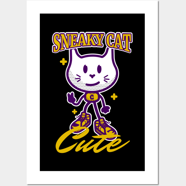 cute sneaky cat Wall Art by Matadesain merch